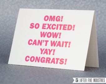 OMG!Wow!Yay! — Letterpress Greeting Card