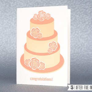 Rose Flower Wedding Cake — Letterpress Greeting Card