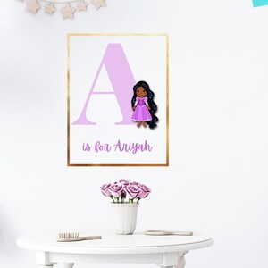 ersonalized Black Princess Digital Art | African American Nursery Wall Art | Girls Room Decor | Black Girl Princess A4 Print
