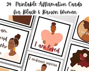 Affirmation Cards for Black Women | Positive Affirmations | Digital Download | Self-Love Cards | Encouragement Gifts