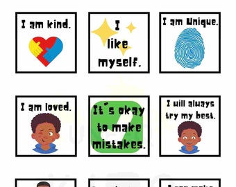 Black Boy Affirmation Cards | Kids Affirmations Cards | Positive Affirmation Print | Inspirational Boy Print | Boys Daily Affirmation Print