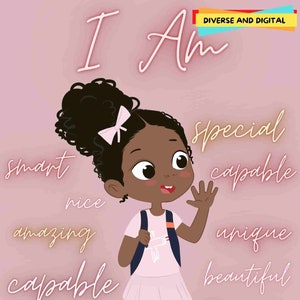 Black Girl Affirmation Prints | Inspirational Affirmations | African American Kids | Positive Affirmation Print | Black Girl Room Décor