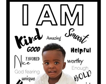 Personalised Boy Affirmation Poster | Kids Affirmations Print | Positive Inspirational Boy Print | Daily Affirmation Wall Art