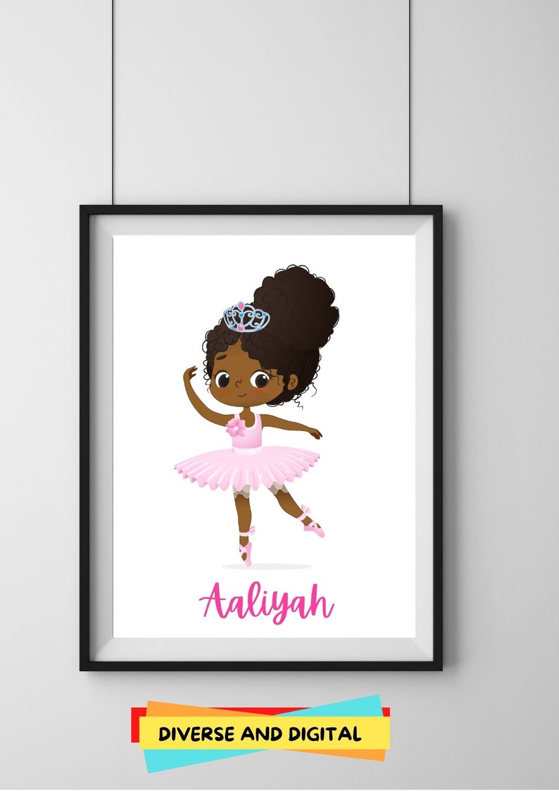 Personalized Ballerina Printable Black Ballet Nursery Art - Etsy UK