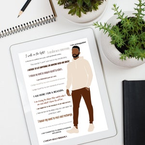 Affirmations for Black Men | Black Man Empowerment Wall Art | African American Male Poster | Digital Print for Men’s Bedroom Decor