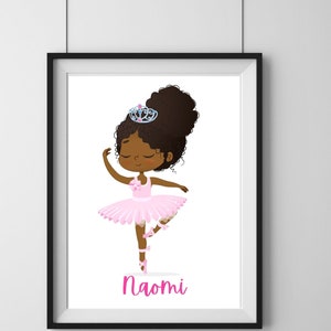 Personalized Ballerina Printable | Black Ballet | Nursery Art | Girls ...