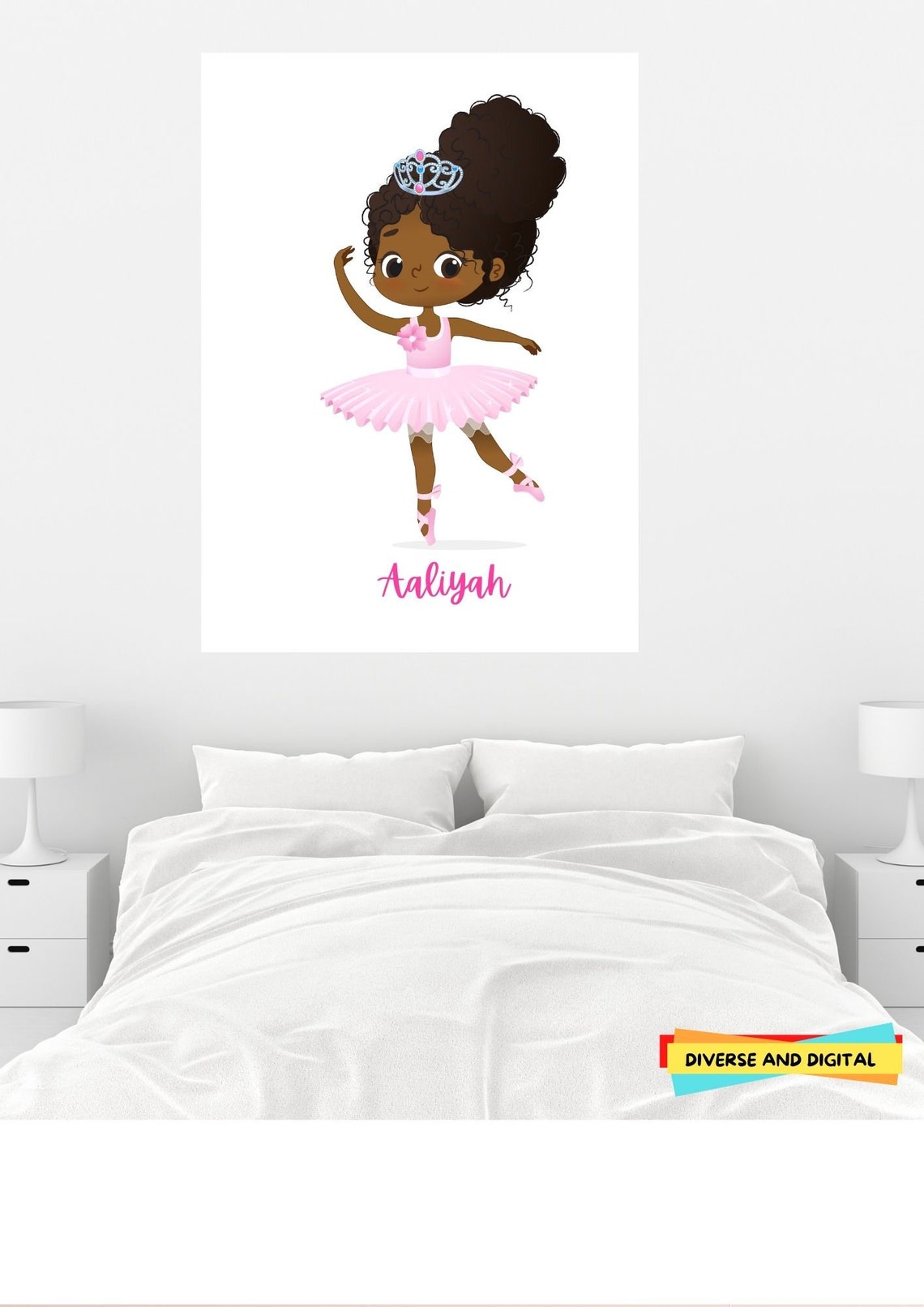 Personalized Ballerina Printable Black Ballet Nursery Art - Etsy UK