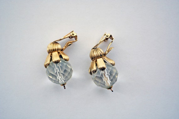 vintage 60s crystal statement earrings go-go larg… - image 6