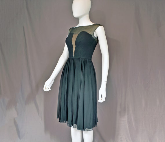 vintage 60s silk dress black cocktail 1960s mod p… - image 8