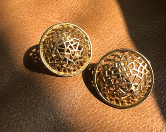 Vintage gold earrings 80's 1980’s oversized minimalist studs 1990’s 90’s circle minimalism statement chic