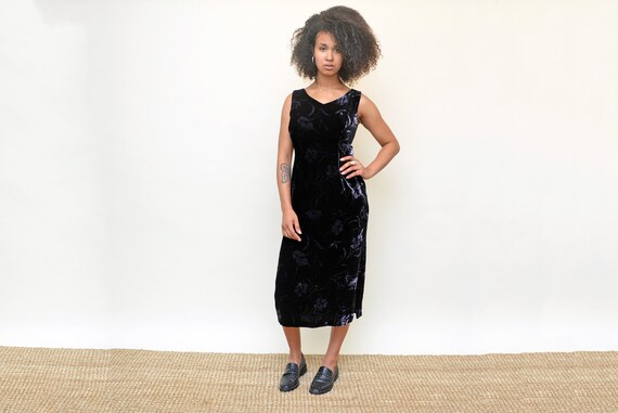 vintage 90s velvet dress 1990s tank party lbd coc… - image 5