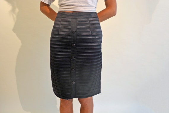 vintage 80s Dior boutique pencil skirt black micr… - image 4