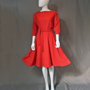 vintage 50s handmade dress 1950s cherry red peplum full circle skirt holiday party 1960s 60s short S small image 6