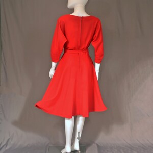 vintage 50s handmade dress 1950s cherry red peplum full circle skirt holiday party 1960s 60s short S small image 10