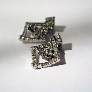 Vintage Rhinestone Clip On Earrings: 1940s Avant-Garde Sparkle