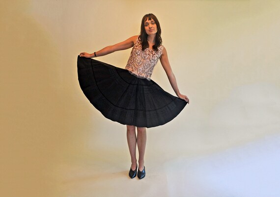 vintage 50s black skirt full circle swing 1950s h… - image 2