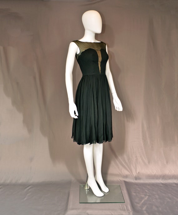 vintage 60s silk dress black cocktail 1960s mod p… - image 2