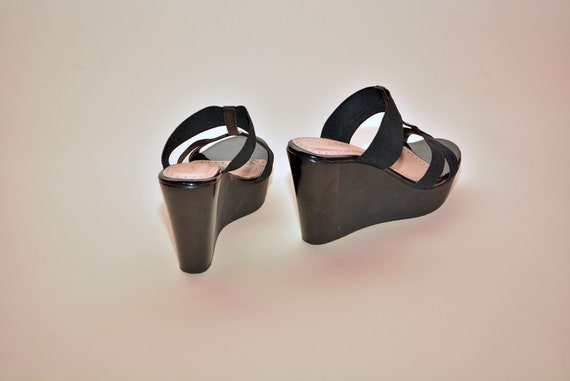 vintage 90s platforms sandals black Heels 1990's … - image 7