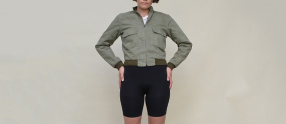 vintage A.P.C. bomber jacket tiny fit army green … - image 9