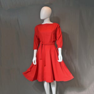 Vintage 50s Red Peplum Dress: Handmade Full Circle Skirt