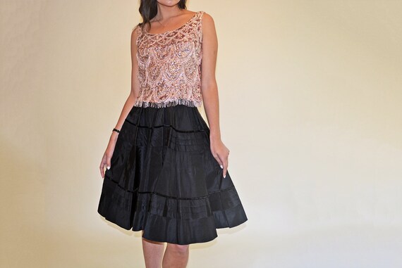 vintage 50s black skirt full circle swing 1950s h… - image 10