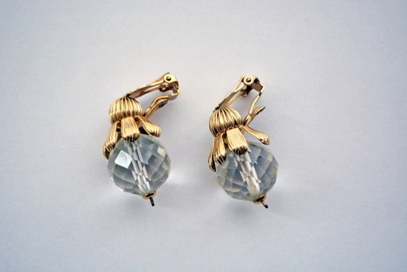 vintage 60s crystal statement earrings go-go larg… - image 7