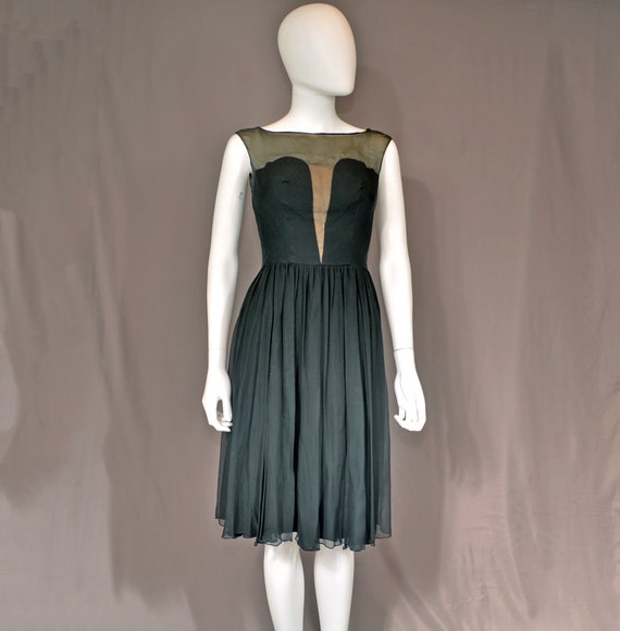 vintage 60s silk dress black cocktail 1960s mod p… - image 3