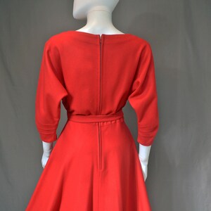 vintage 50s handmade dress 1950s cherry red peplum full circle skirt holiday party 1960s 60s short S small image 9