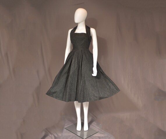 vintage 50s pin up dress black 1950s Suzy Perette… - image 3