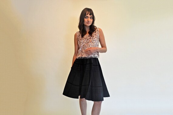 vintage 50s black skirt full circle swing 1950s h… - image 3