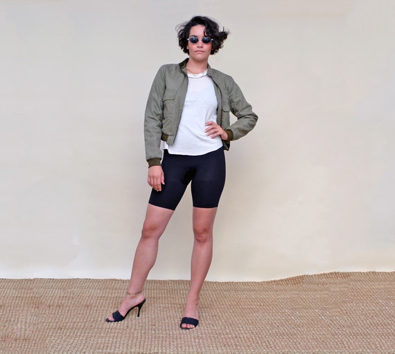 vintage A.P.C. bomber jacket tiny fit army green … - image 3