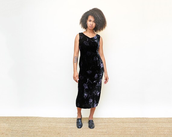 vintage 90s velvet dress 1990s tank party lbd coc… - image 7