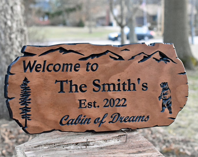Outdoor Carved Sign, custom Wooden Carved Cabin Sign, Camp Sign, Weekend Camping, Lake House Sign, Rustic Signs ABC Always Better Customized