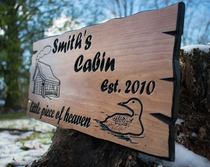 family name established date cabin sign welcome sign carved wood sign home decorwood sign sign gift