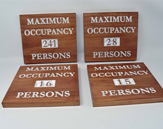 Maximum Occupancy sign, maximum persons sign, safety sign, Business sign, open closed sign, wood sign mockup