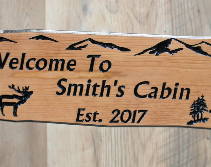 Carved wood sign, made for outdoor decor, wooden sign, wooden engraved, 3D sign, camping sign, address plaque, welcome to our home