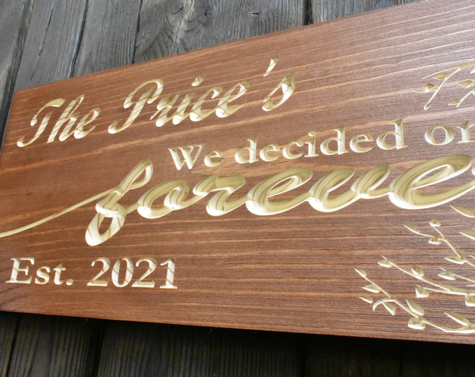 Wedding signage,personalized Sign, Family Last name , wood Carved sign, family's Name sign, Wedding Gift,wooden signs, family last name sign