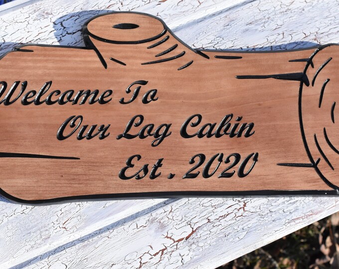 family name established date cabin sign welcome sign carved wood sign home decorwood sign sign gift