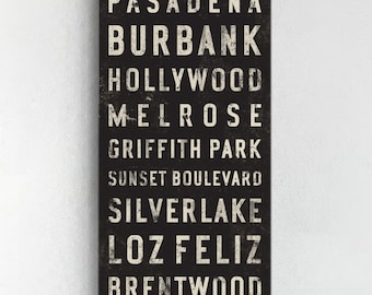 LOS ANGELES Bus Scroll, Subway Sign, Vintage Tram Roll, Canvas