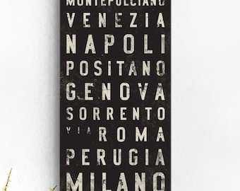 ITALY Bus Scroll, Subway Sign, Vintage Tram Roll, Canvas