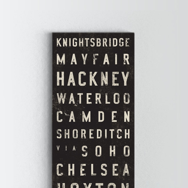 LONDON Bus Scroll, Subway Sign, Vintage Tram Roll, Canvas