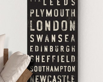 UNITED KINGDOM Bus Scroll, Subway Sign, Vintage Tram Roll, Canvas