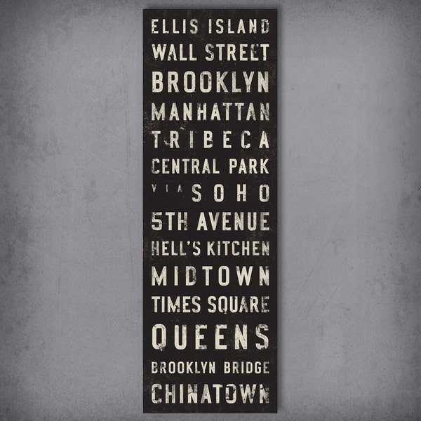 NEW YORK CITY Bus Scroll, Custom Subway Sign, Vintage Tram Roll, Canvas