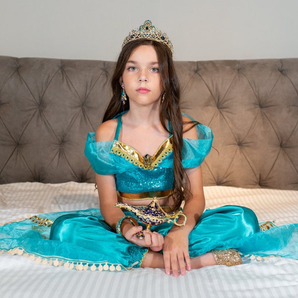 Costume de princesse Jasmine, tenue de jasmin, costume de jasmine, jasmine Disney, princesse Disney, Jasmine Disney, robe de princesse, robe d’anniversaire