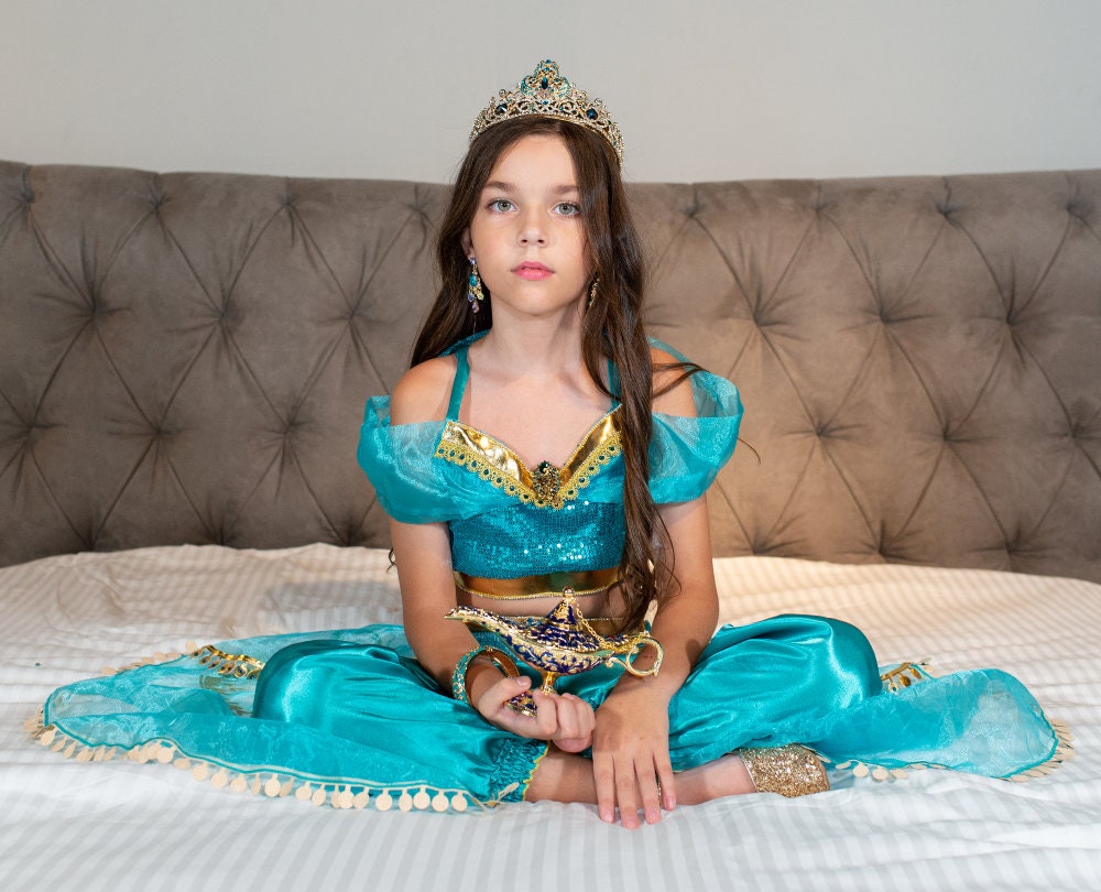 Fancyset Costume de princesse Jasmine pour filles – Costume de prin