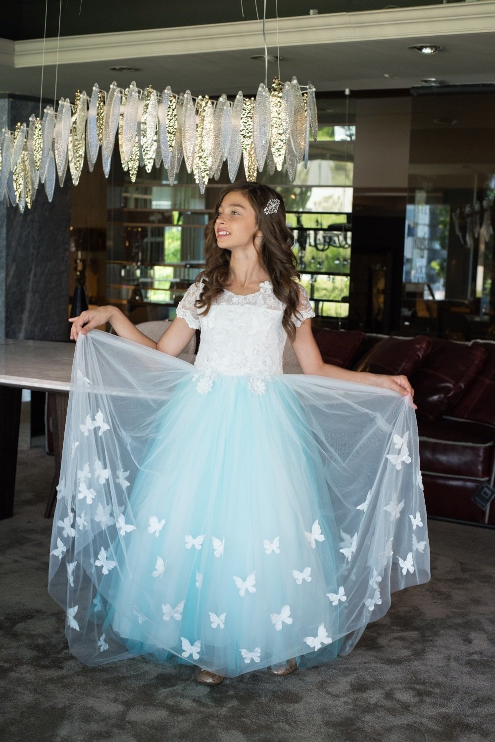 White and Blue Wedding Dress, Color Wedding Dress With Butterflies, Modest  Wedding Dress Gown, White Bridal Gown Fairy Wedding Dress in Blue - Etsy