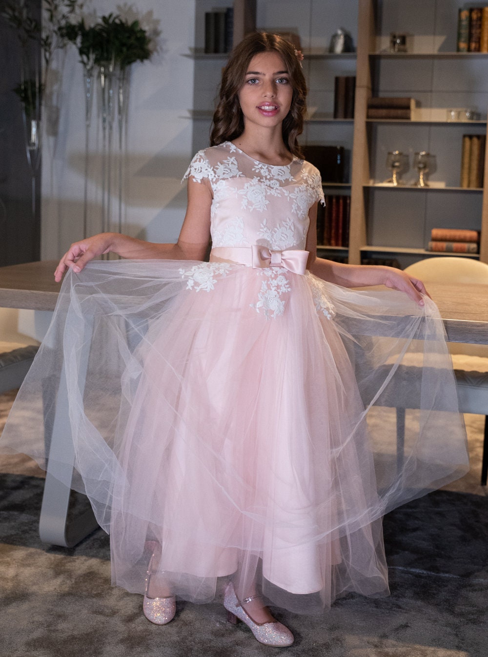 Pink Flower Lace Dress White Flower Lace Dress Lace Dress Etsy