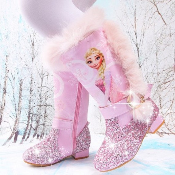 Princess Elsa Elsa Boots Sparkeling Heel Pink - Etsy