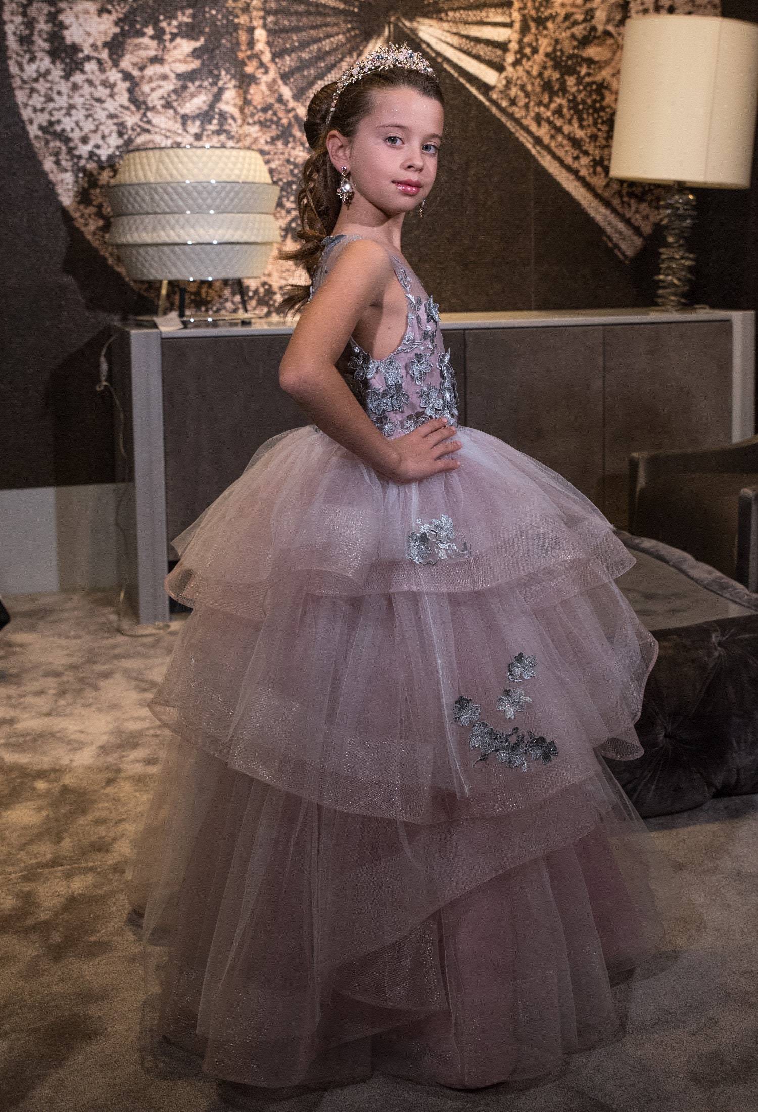 Purple Dress Princess Dress Lace Dress Flower Girl Dress Etsy