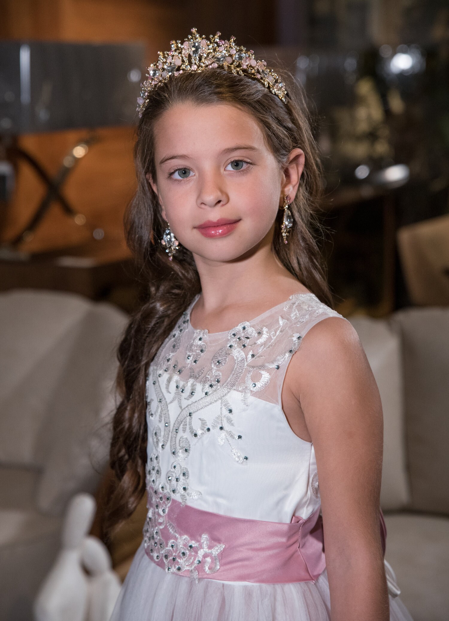 Pink Dress, Princess Dress, Lace Dress, Flower Girl Dress, Pink Lace